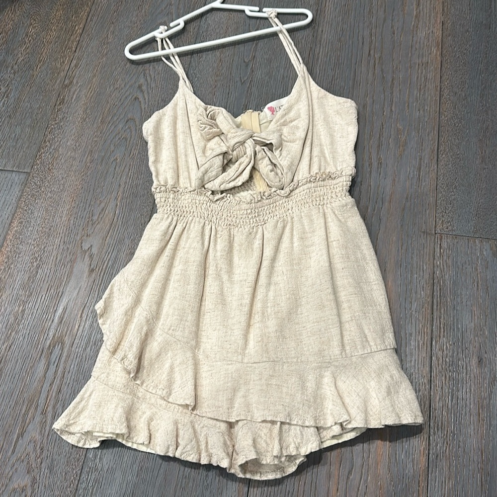 Tan linen romper